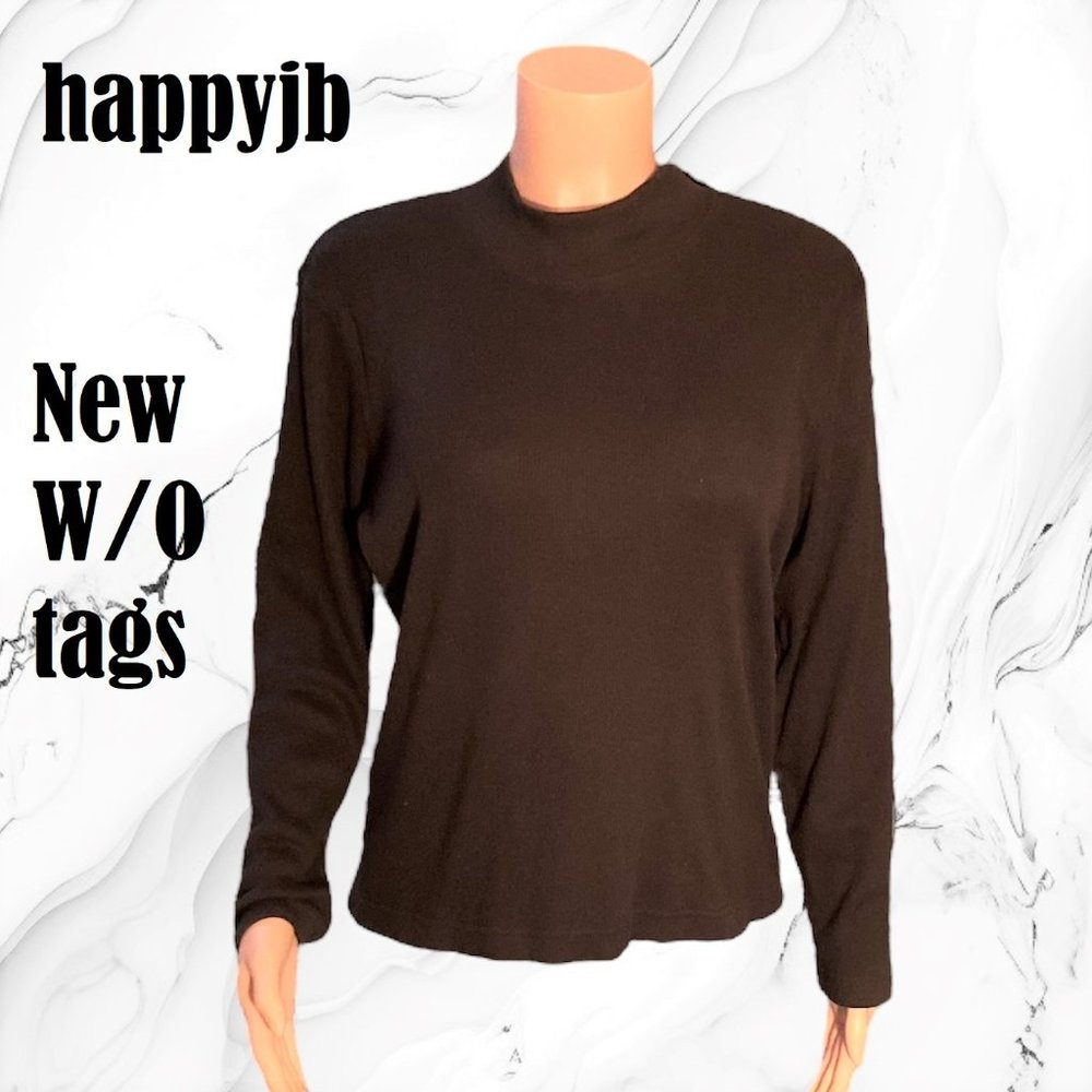 NWOT Hasting & Smith Vintage 90s Blouse Long Sleeve Knit Top Black Size L Large